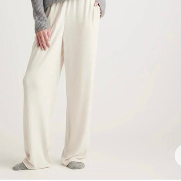 Quince Pants - Quince Neutral Brushed Lounge Straight Leg Pants Small